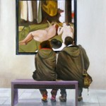 Emilio Poggio - Guardando Casorati - Olio su tela . cm. 40 x 50