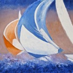 Gisella Magni - Andatura di poppa - Olio su tela - cm. 100 x 100