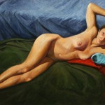 Emilio Palaz - Barbara sdraiata - Olio su tela - cm. 70 x 100