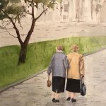 Nadia Negrone - Passeggiata in distanziamento - Acquerello - cm. 35 x 50