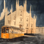 Nadia negrone - Ombre sul Duomo - Acquerello - cm. 35 x 50